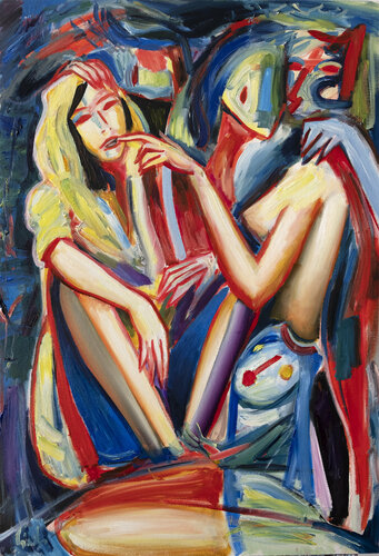 Girl, forest and ghosts - expressive nature inspirations by Maciej Cieśla, Painting for Sale on Singulart