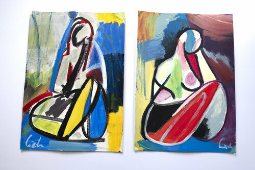 Two woman forms by Maciej Cieśla, Painting for Sale on Singulart