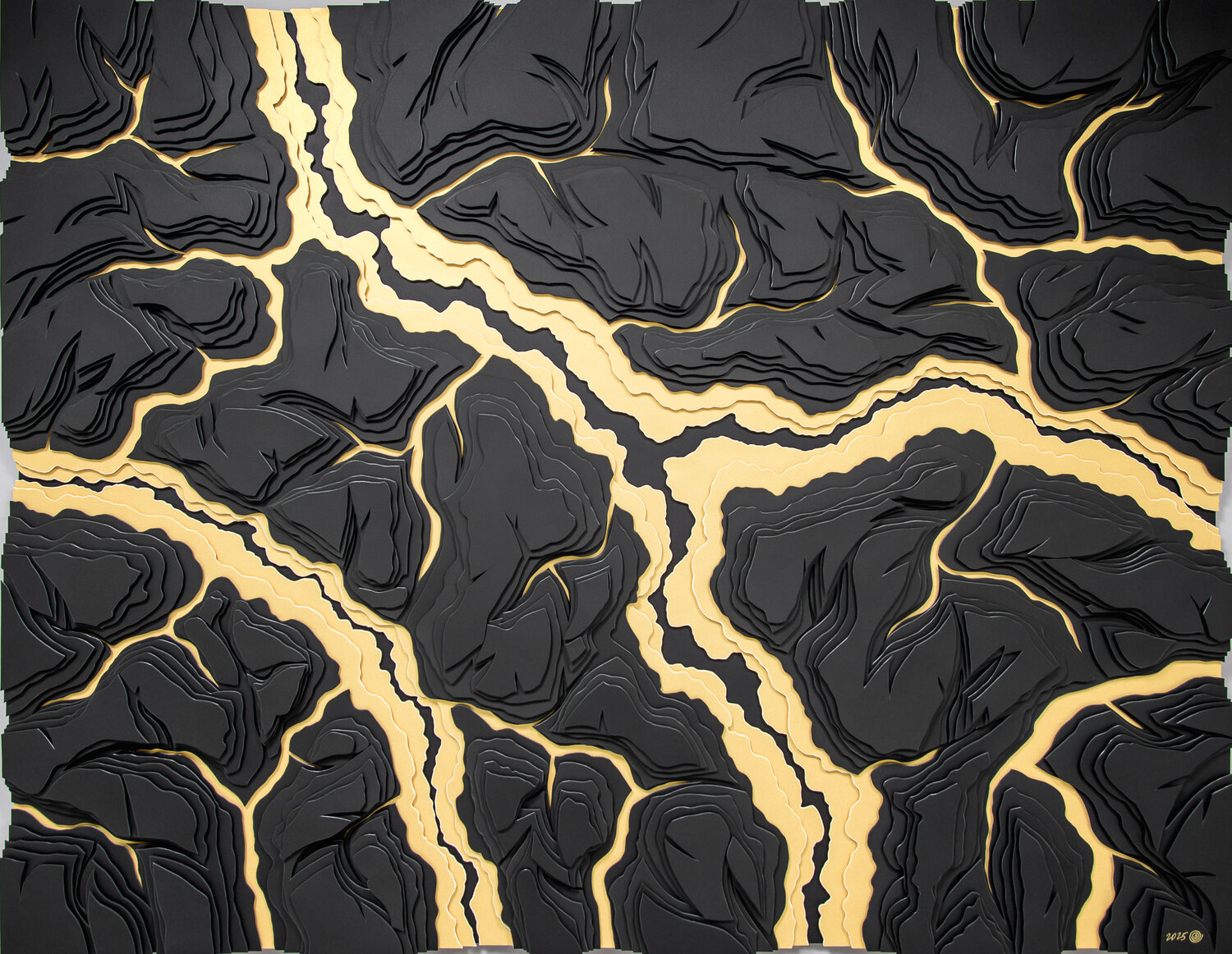 Golden Lava Flow Olga Skorokhod Sculpture for sale