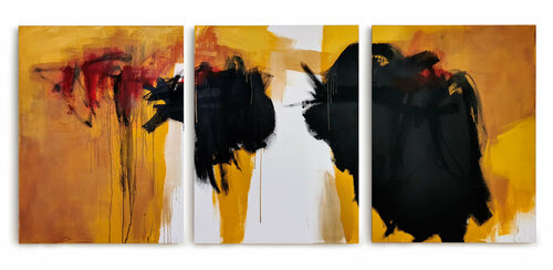 The Leopard III: Triptych - The inevitable arrival of the red shirts van Richard Ketley, Schilderij te koop op Singulart