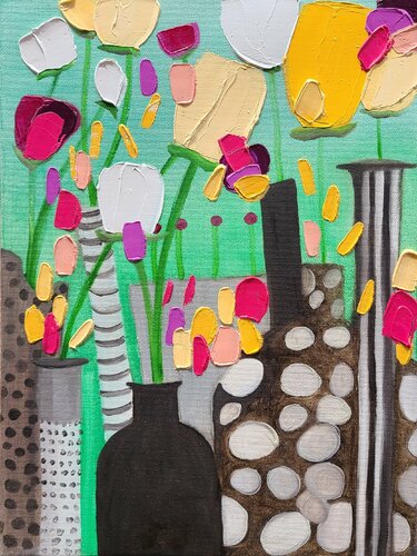 Flowers in vases de Stacy N, Pintura a la venta en Singulart