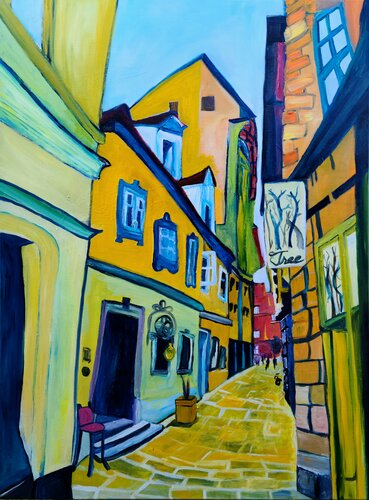 Slovenia street scene van Stacy N, Schilderij te koop op Singulart
