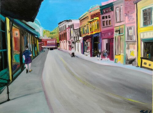 Bisbee street scene van Stacy N, Schilderij te koop op Singulart