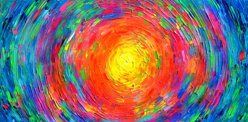 Rounded Gypsy Skirt - Large Palette Knife Colorful Painting van Tiberiu Soos, Schilderij te koop op Singulart