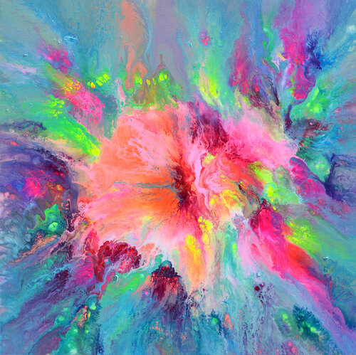 Happy Harmony - Colorful Vivid Large Painting van Tiberiu Soos, Schilderij te koop op Singulart