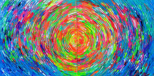 Rounded Gypsy Skirt - Palette Knife Reliefs Diptych van Tiberiu Soos, Schilderij te koop op Singulart