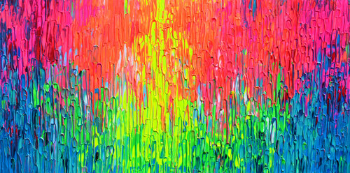 Rainbow Rain - Large Textured Abstract Painting van Tiberiu Soos, Schilderij te koop op Singulart