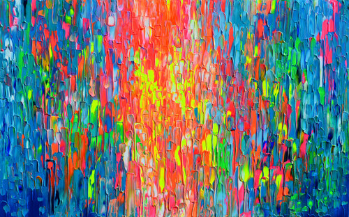 Happy Gypsy Girl Dancing in Berlin - Large Abstract Art van Tiberiu Soos, Schilderij te koop op Singulart