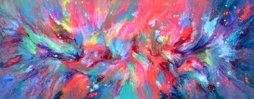 Flowing Energy 7 - Large Colorful Abstract van Tiberiu Soos, Schilderij te koop op Singulart
