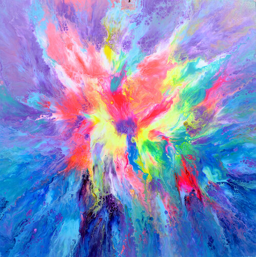 Happy Harmony XXXV - Colorful Vivid Large Painting van Tiberiu Soos, Schilderij te koop op Singulart