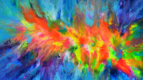 Burning Inside - Large Colorful Vivid Abstract Painting Tiberiu Soos