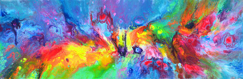 Flowing Energy 17 - Large Colorful Fluid Abstract van Tiberiu Soos, Schilderij te koop op Singulart