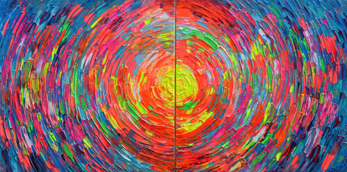 Gypsy Skirt Rounded VIII - Diptych - Large Palette Knife Abstract Painting van Tiberiu Soos, Schilderij te koop op Singulart