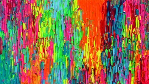 Happy Gypsy Dance 30 - Large Pallet Knife Colorful Abstract van Tiberiu Soos, Schilderij te koop op Singulart