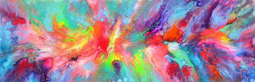 Flowing Energy 18 - Large Colorful Fluid Abstract van Tiberiu Soos, Schilderij te koop op Singulart