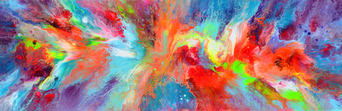 Flowing Energy 19 - Large Colorful Fluid Abstract van Tiberiu Soos, Schilderij te koop op Singulart