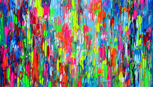Small Gypsy Girl in Amsterdam 6 - Large Pallet Knife Colorful Abstract van Tiberiu Soos, Schilderij te koop op Singulart