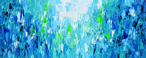Relief Blue 9 - Large Abstract Blue Painting van Tiberiu Soos, Schilderij te koop op Singulart