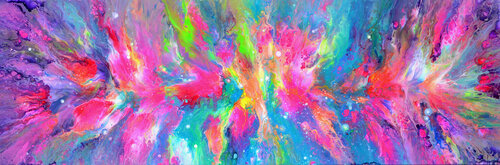 Flowing Energy 33 - Large Colorful Fluid Abstract Painting van Tiberiu Soos, Schilderij te koop op Singulart