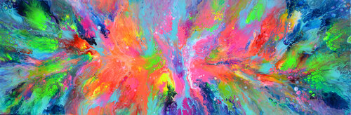 Flowing Energy 34 - Large Colorful Fluid Abstract Painting van Tiberiu Soos, Schilderij te koop op Singulart
