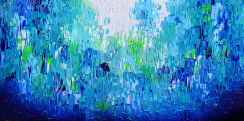 Relief Blue 14 - Large Abstract Blue Painting van Tiberiu Soos, Schilderij te koop op Singulart