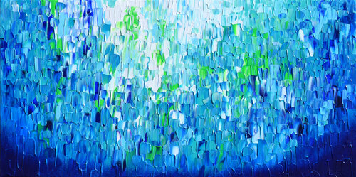 Relief Blue 15 - Large Abstract Blue Painting van Tiberiu Soos, Schilderij te koop op Singulart