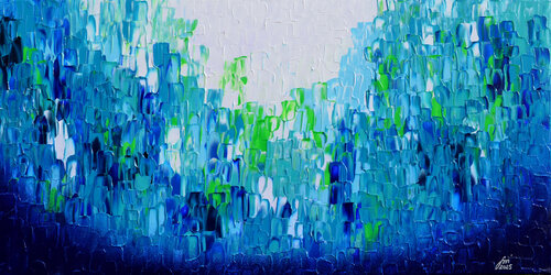 Relief Blue 16 - Large Abstract Blue Painting van Tiberiu Soos, Schilderij te koop op Singulart