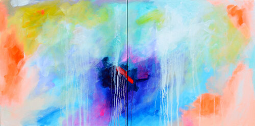 Complementary Patterns 18 - Large Abstract Painting - Diptych by Tiberiu Soos, 油畫 for Sale on Singulart