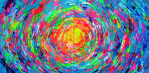 Rounded Gypsy Skirt  - Large Palette Knife Reliefs Diptych von Tiberiu Soos, Malerei kaufen auf Singulart