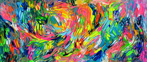 Chromatic Anarchy - Vivid Large Colorful Abstract de Tiberiu Soos, Pintura a la venta en Singulart