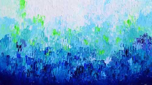 Relif Blue 31 - Large Abstract Blue Painting di Tiberiu Soos, Pittura in vendita su Singulart