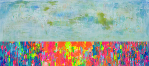 Gypsy Caravan Wagon Traveling - Large Palette Knife Colorful Painting van Tiberiu Soos, Schilderij te koop op Singulart