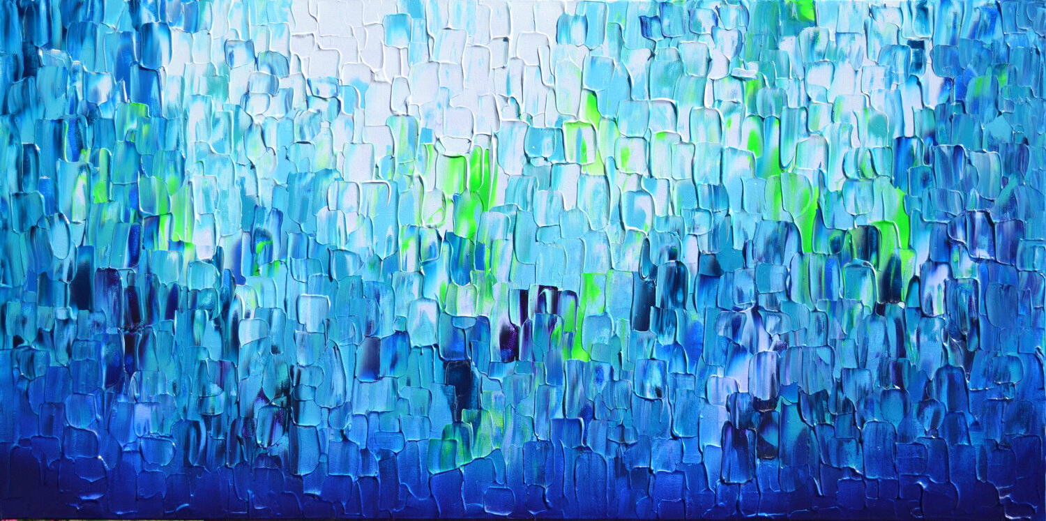 Relief Blue 26 - Large Abstract Blue Painting Tiberiu Soos Originalgemälde zu verkaufen