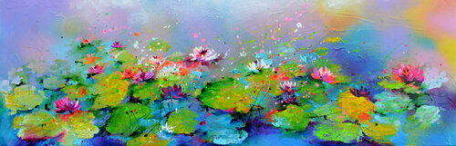 Water Lilies on the Pond van Roxana Soos, Schilderij te koop op Singulart