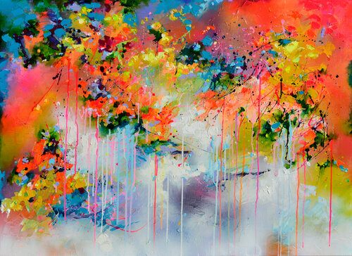 Fresh Moods 49 - Large Palette Knife Relief Painting van Roxana Soos, Schilderij te koop op Singulart