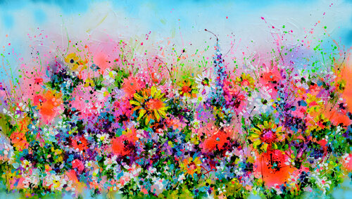 I've Dreamed 26 - Poppies, Daisies, Dafodils and Cottage Flowers van Roxana Soos, Schilderij te koop op Singulart