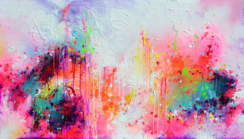 Fresh Moods 36 - Large Abstract Palette Knife Painting van Roxana Soos, Schilderij te koop op Singulart