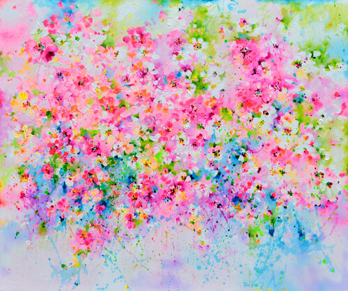 I've Dreamed 34 - Sakura Pink Cherry Tree Colorful Blossom di Roxana Soos, Pittura in vendita su Singulart