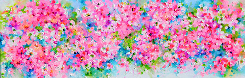 I've Dreamed 38 - Sakura Pink Cherry Tree Colorful Blossom di Roxana Soos, Pittura in vendita su Singulart