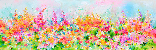 I've Dreamed 39 - I've Dreamed 39 - Cottage Spring Flower Field di Roxana Soos, Pittura in vendita su Singulart