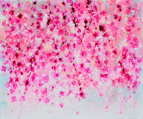 I've Dreamed 40 - Sakura Pink Cherry Tree Colorful Blossom di Roxana Soos, Pittura in vendita su Singulart