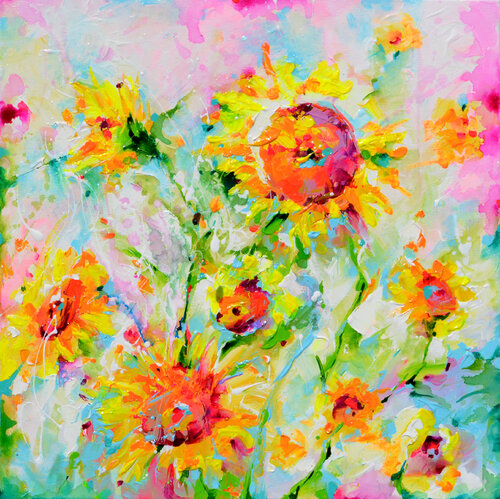 I've Dreamed 43 - Sunflower Field di Roxana Soos, Pittura in vendita su Singulart