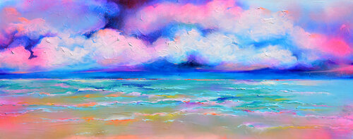 New Horizon 155 - Large Colorful Seascape Painting di Roxana Soos, Pittura in vendita su Singulart