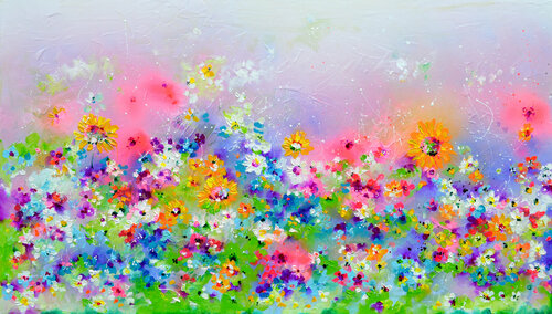 I've Dreamed 41 - Cottage Flower Field di Roxana Soos, Pittura in vendita su Singulart