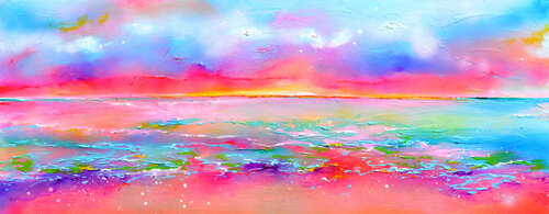 New Horizon 156 - Large Colorful Sunset Painting di Roxana Soos, Pittura in vendita su Singulart
