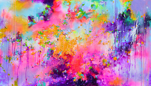 Moods 70- Large Abstract Palette Knife Painting van Roxana Soos, Schilderij te koop op Singulart