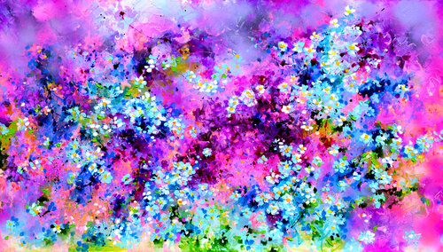 Wild Forget Me Not Floral Field di Roxana Soos, Pittura in vendita su Singulart