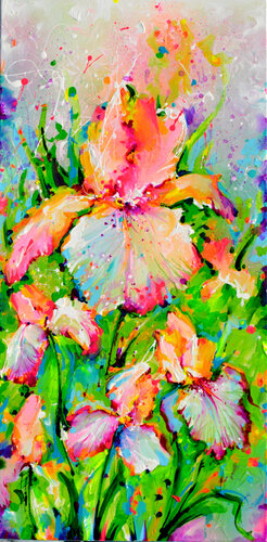 Iris Flower Field di Roxana Soos, Pittura in vendita su Singulart