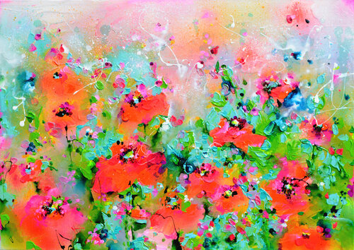 I've Dreamed 51 - Poppies Field - Red Poppy van Roxana Soos, Schilderij te koop op Singulart