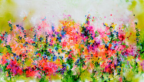 I've Dreamed 52 - Cottage Wild Flower Field di Roxana Soos, Pittura in vendita su Singulart